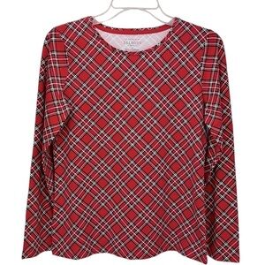 Talbots Tee Apple Cider Plaid Long Sleeve Size Small Petite NWT‎ Stretchy